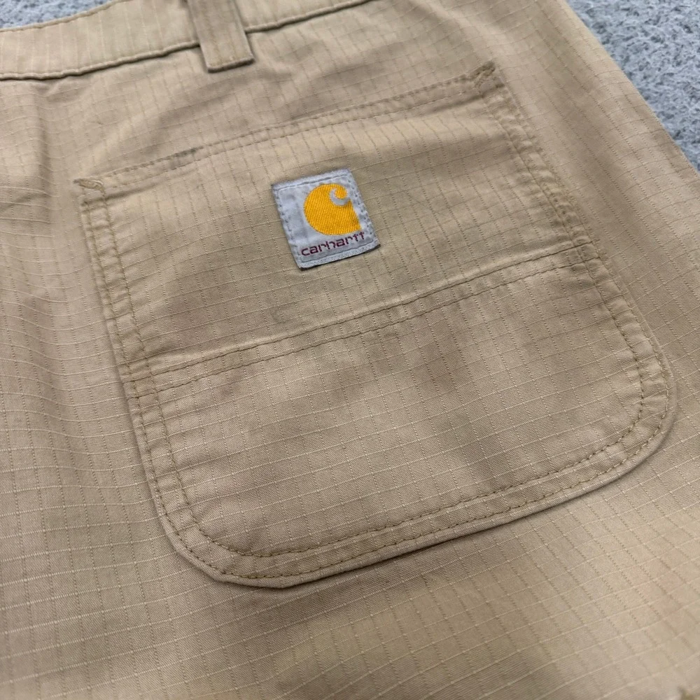 Carhartt Cargo Pants Mens Relaxed Fit Ripstop Tan Khaki 42x32 Workwear Utility